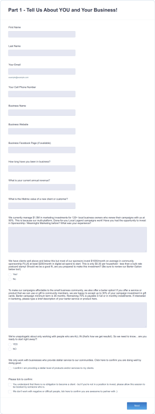 Abundant Business Connections Local Legend Application Form Template