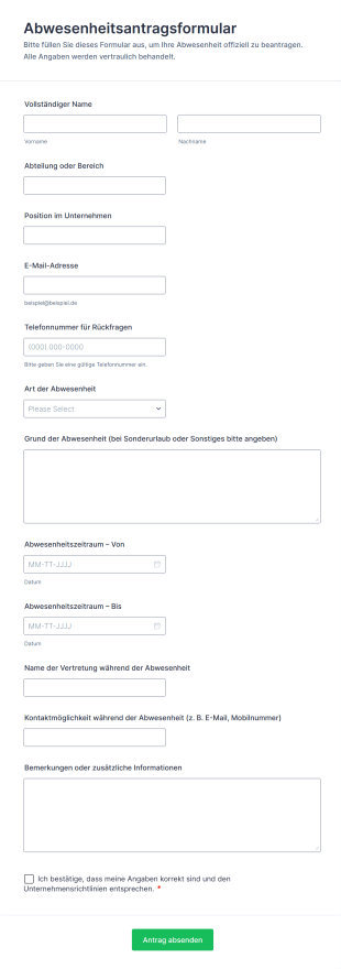 Abwesenheitsantragsformular