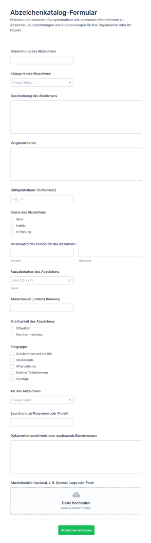 Abzeichen Katalog Übersicht