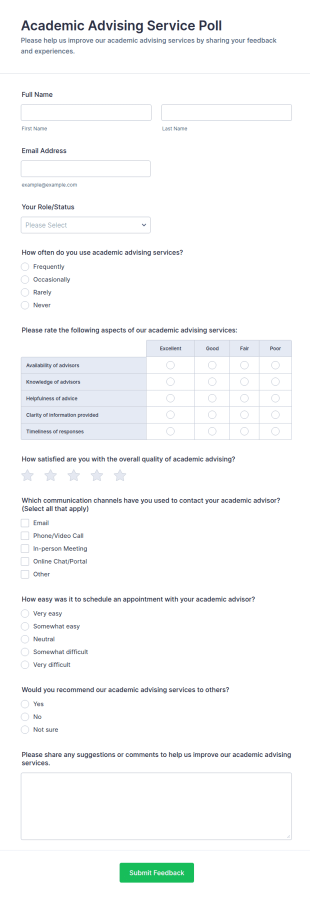 Academic Advising Service Poll Form Template