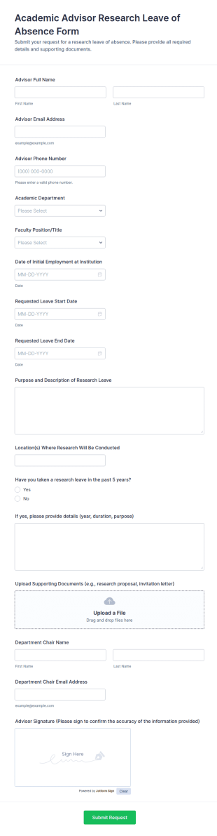 Academic Advisor Research Leave Of Absence Form Template