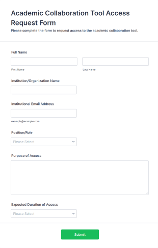 Academic Collaboration Tool Access Request Form Template