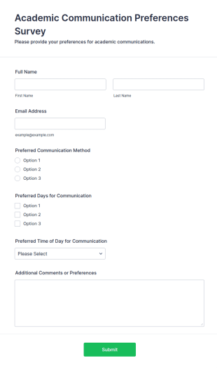 Academic Communication Preferences Survey Form Template