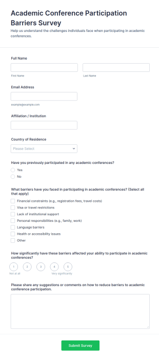 Academic Conference Participation Barriers Survey Form Template