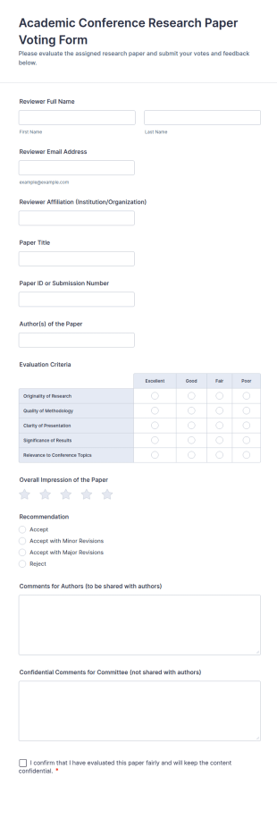 Academic Conference Research Paper Voting Form Template