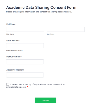 Academic Data Sharing Consent Form Form Template