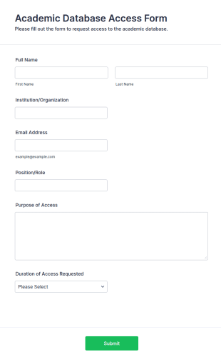 Academic Database Access Form Template