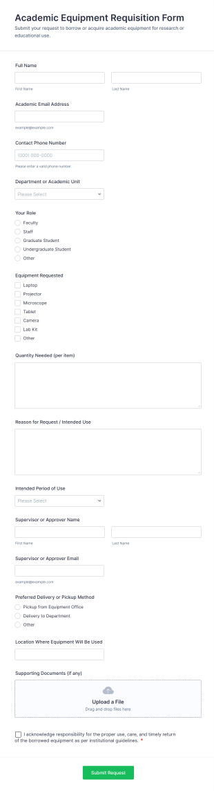 Academic Equipment Requisition Form Template