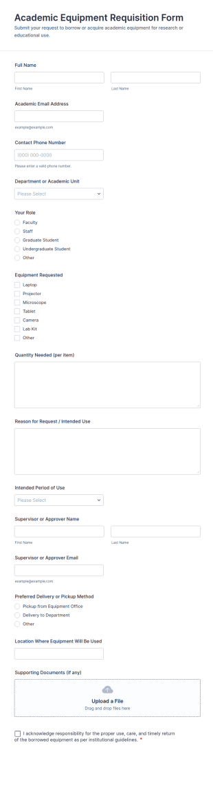 Academic Equipment Requisition Form Template