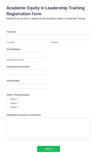 Academic Equity In Leadership Training Registration Form Template