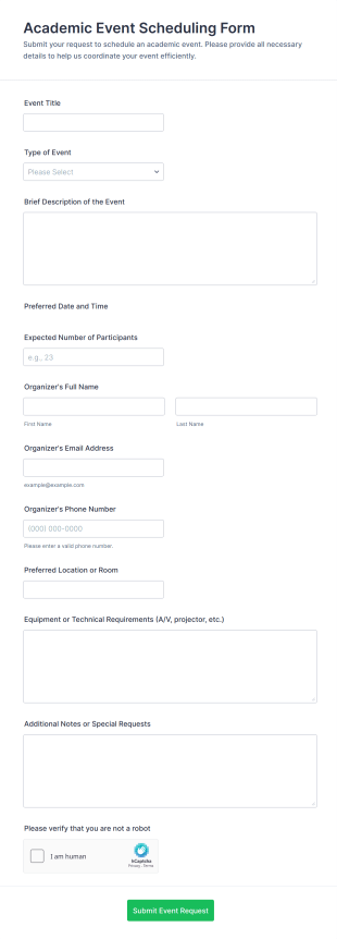 Academic Event Scheduling Form Template