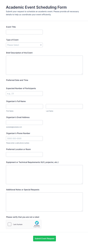 Academic Event Scheduling Form Template