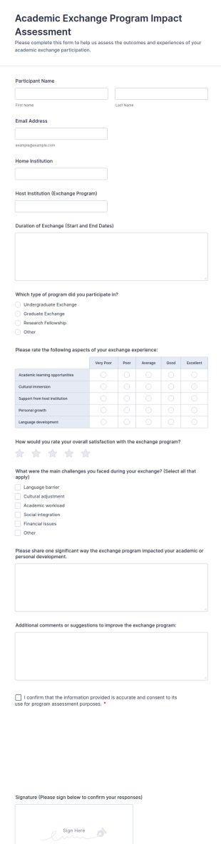 Academic Exchange Program Impact Assessment Form Template