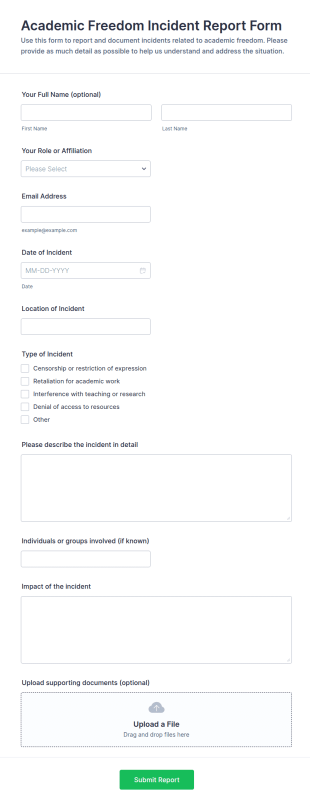 Academic Freedom Incident Report Form Template