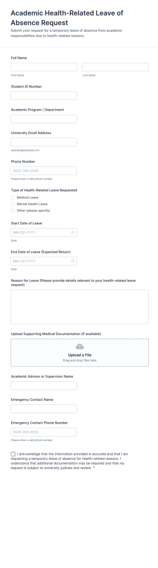 Academic Health Related Leave Of Absence Request Form Template
