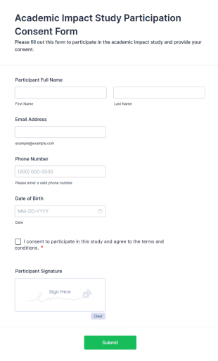 Academic Impact Study Participation Consent Form Template