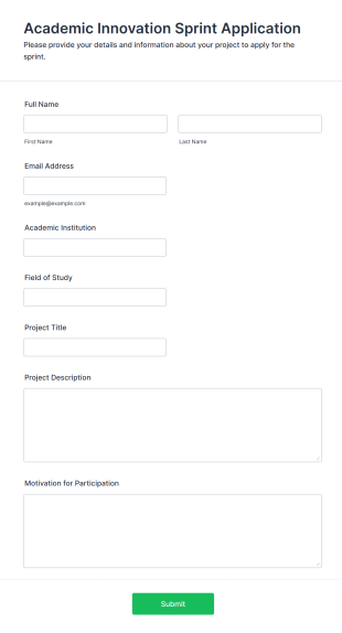 Academic Innovation Sprint Application Form Form Template