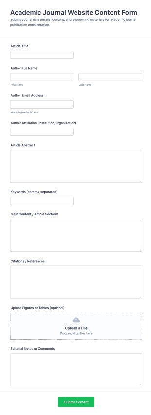 Academic Journal Website Content Form Template