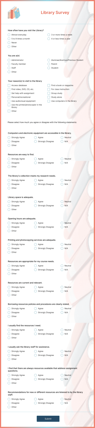 Academic Library Survey Form Template