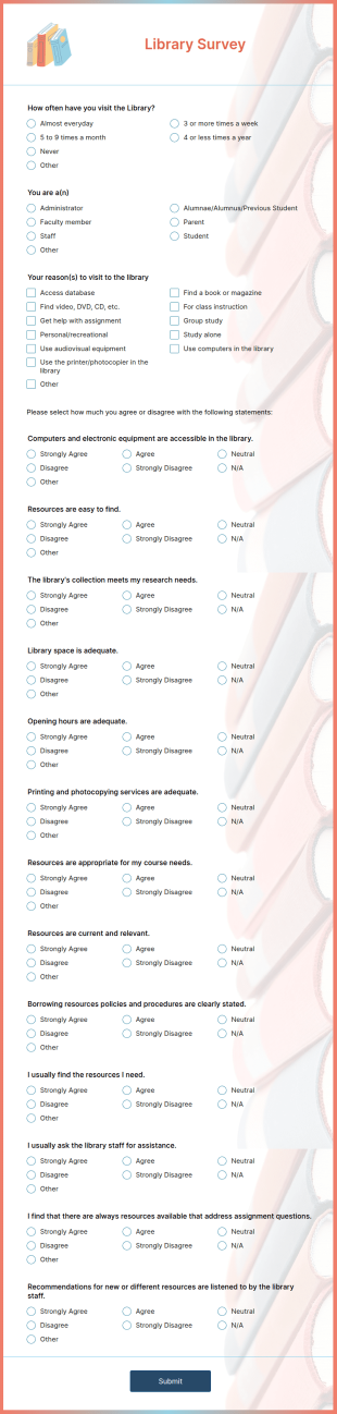 Academic Library Survey Form Template