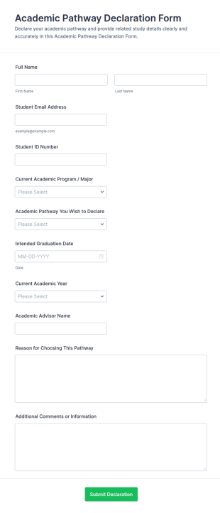 Academic Pathway Declaration Form Template
