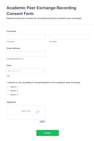 Academic Peer Exchange Recording Consent Form Template