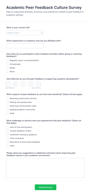 Academic Peer Feedback Culture Survey Form Template