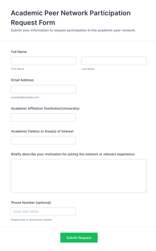 Academic Peer Network Participation Request Form Template