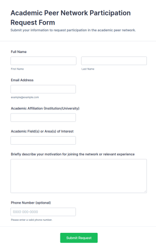 Academic Peer Network Participation Request Form Template