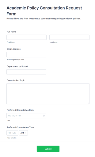 Academic Policy Consultation Request Form Template