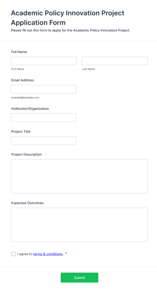 Academic Policy Innovation Project Application Form Template