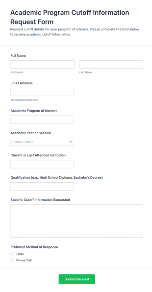 Academic Program Cutoff Information Request Form Template