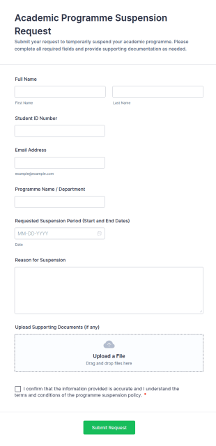 Academic Programme Suspension Request Form Template