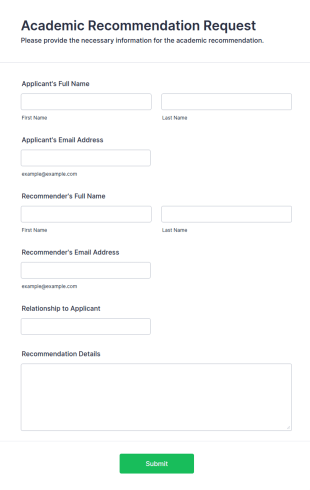 Academic Recommendation Request Form Template