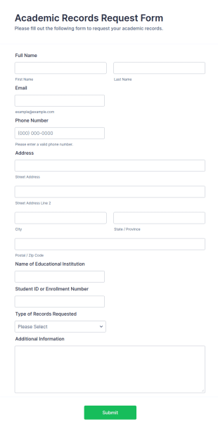 Academic Records Request Form Template