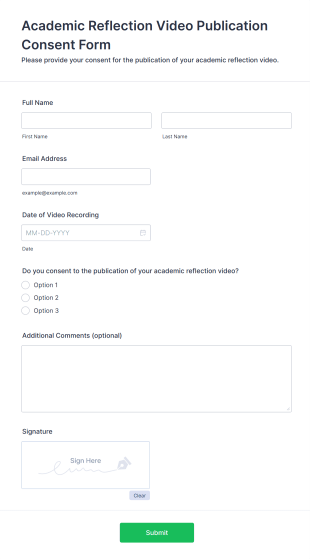 Academic Reflection Video Publication Consent Form Template