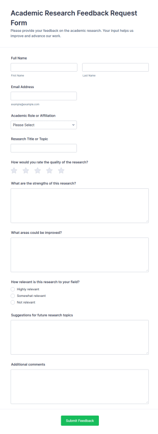 Academic Research Feedback Request Form Template