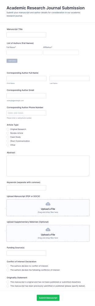 Academic Research Journal Submission Form Template