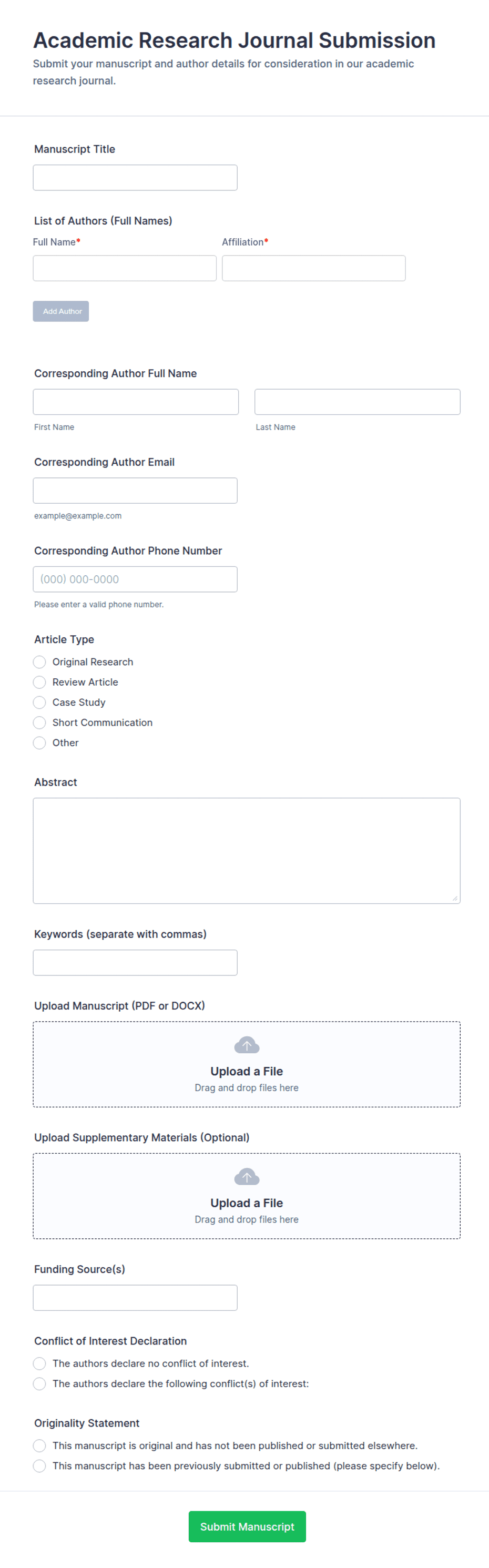 example python journal submission python journal... Academic Research Journal Submission Form Template | Jotform