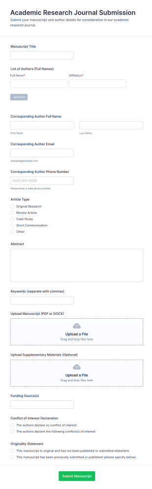Academic Research Journal Submission Form Template