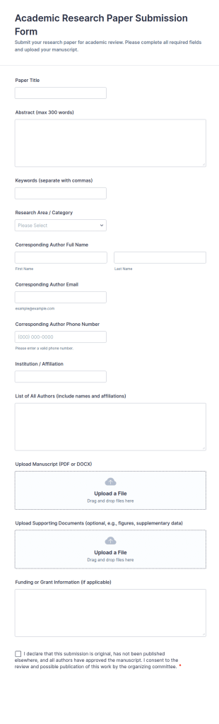 Academic Research Paper Submission Form Template
