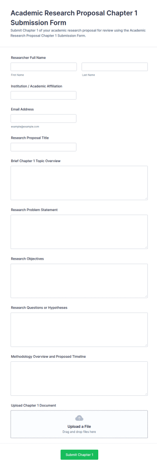 Academic Research Proposal Chapter 1 Submission Form Template