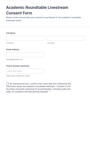 Academic Roundtable Livestream Consent Form Template