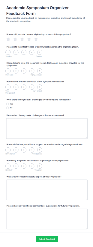 Academic Symposium Organizer Feedback Form Template