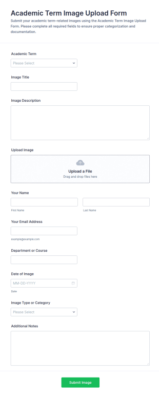 Academic Term Image Upload Form Template