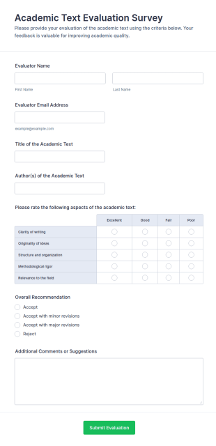 Academic Text Evaluation Survey Form Template