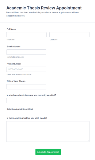 Academic Thesis Review Appointment Form Template
