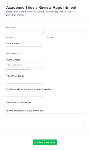Academic Thesis Review Appointment Form Template