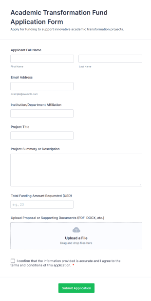 Academic Transformation Fund Application Form Form Template