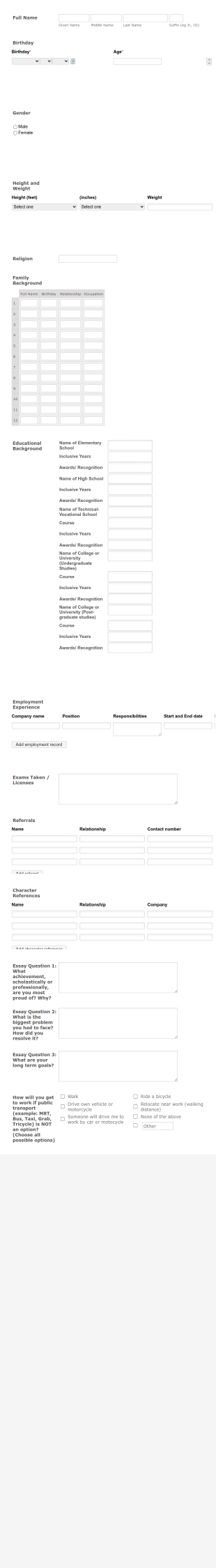 ACC Application Form (TPO Goffa) Form Template
